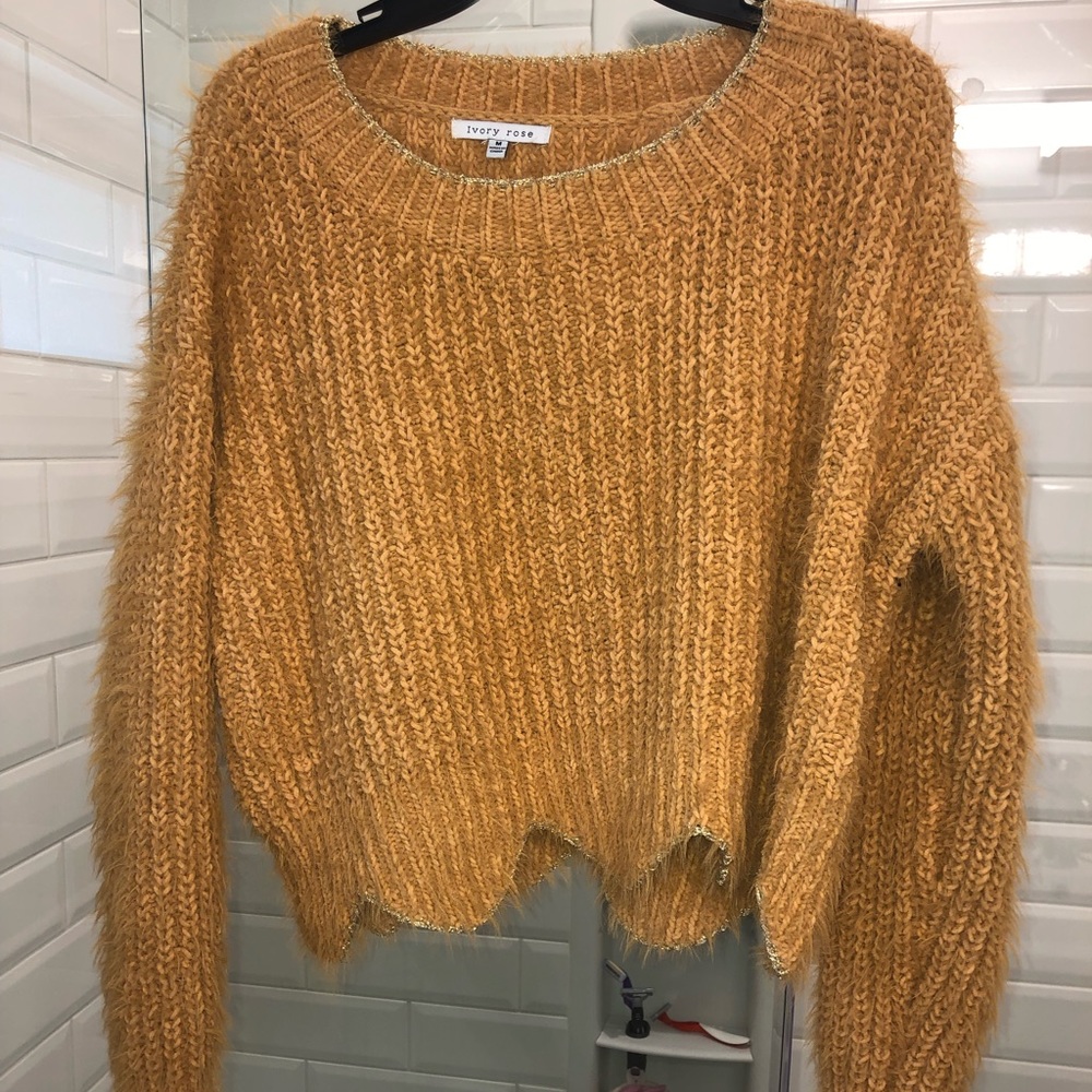 Eyelash Knit thick sweater marigold w gold details